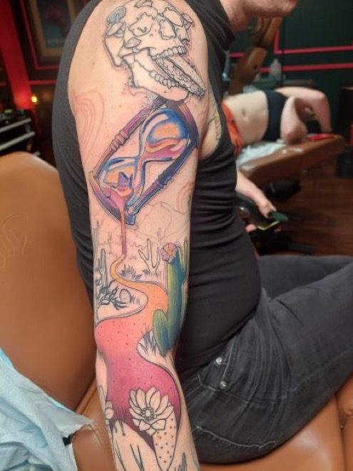 sleeve tattoo starting to get filled in